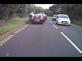 Cyclist ploughs face first into stationary car in front - YouTube