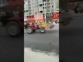 Bulldozer Without Driver on Road - YouTube