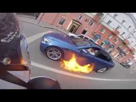 Car Catches Fire So Dude Tries To Drive Fast and Put It Out - YouTube